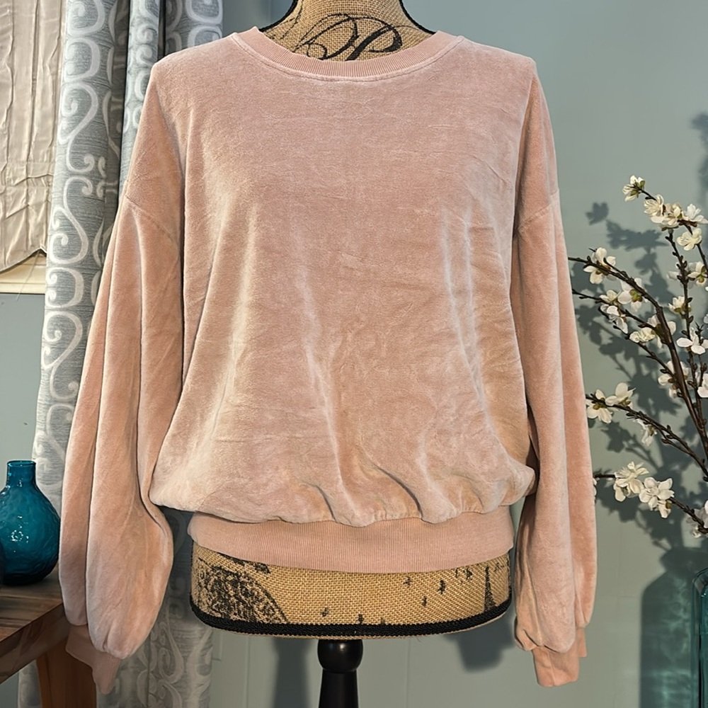 Young Fabulous & Broke Velour Frailey Bubble Sleeve Pullover